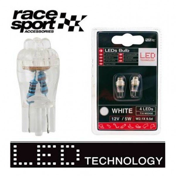 Lámpara leds 12v t10wedge blanca. par