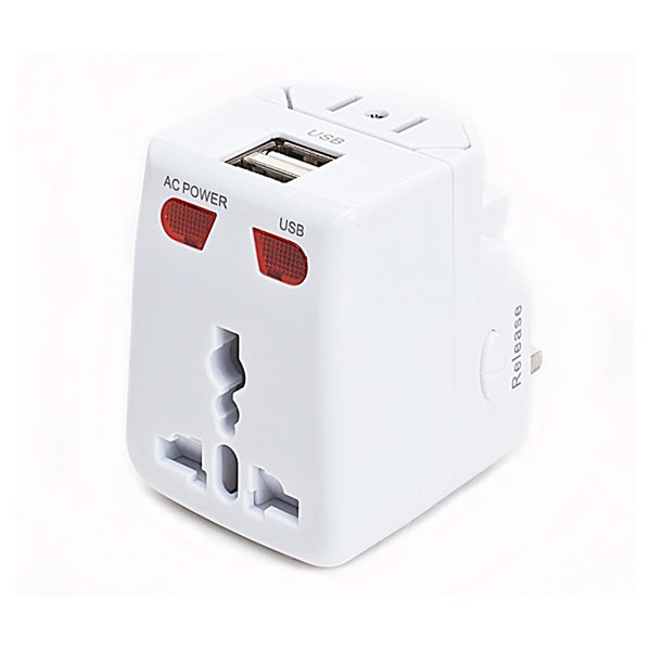 Akashi adaptador universal viaje 2 puertos usb