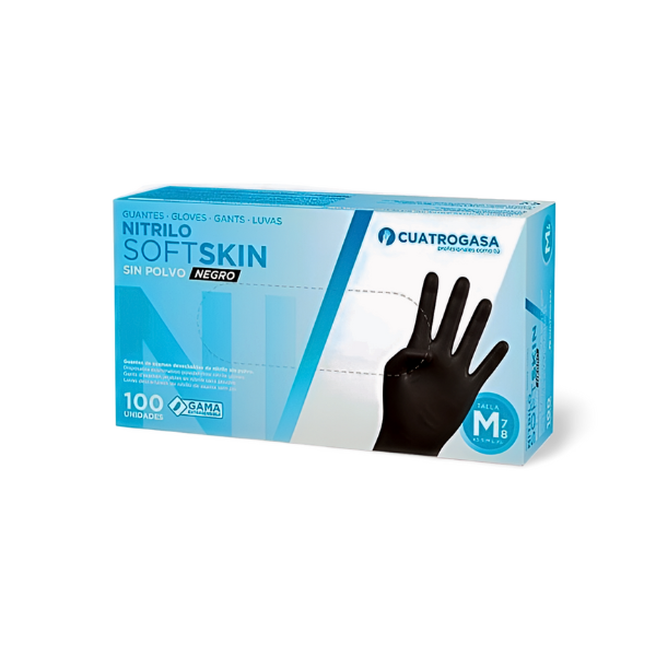Cuatrogasa guantes de nitrilo negro talla M