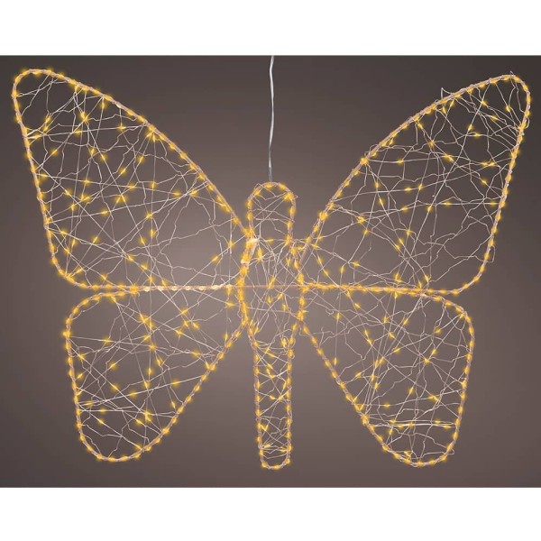 Luz led decorativa mariposa de metal 436 led, exterior, microled, dorada 43 x 58 cm