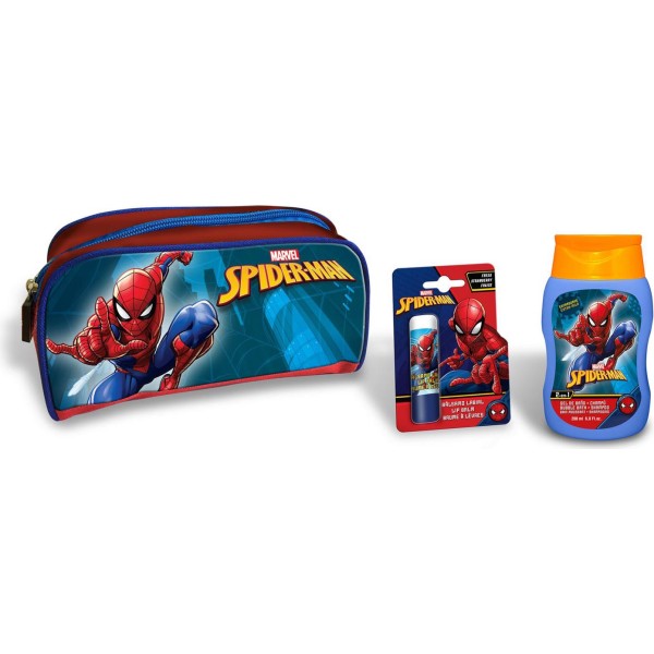 Spiderman neceser gel de baño 1un + neceser 1u. + barra de labios