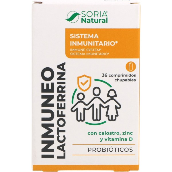 Soria Natural Inmuneo Lactoferrina 36 Comprimidos Chupables Sabor Fresa y Nata.